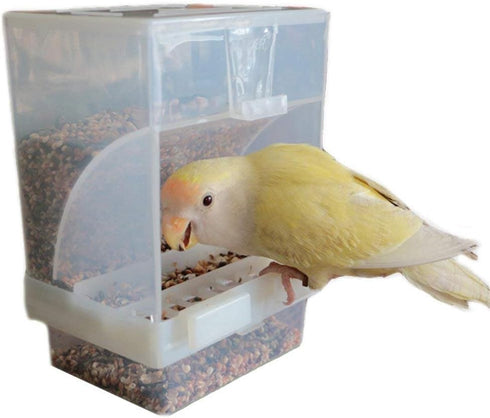 Hypeety Automatic Bird Feeder, No Mess Pet Feeder Seed Food Container for Budgerigar Canary Cockatiel Finch