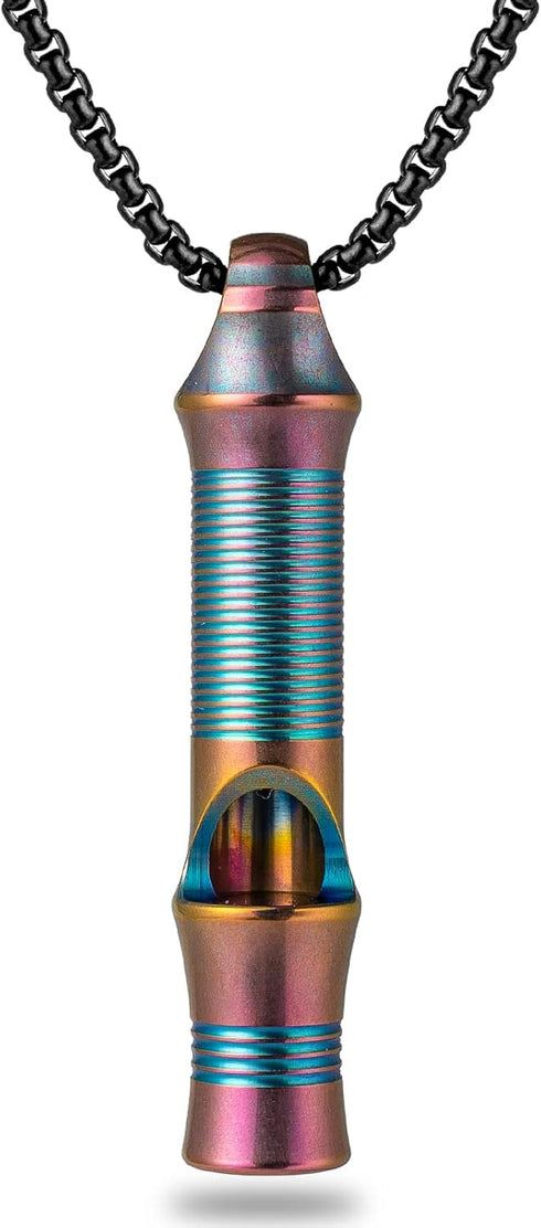 TISUR Titanium Emergency Whistle, EDC Safety Whistles Necklace Loud up to 120db for Survival, Hiking, Camping, Pets