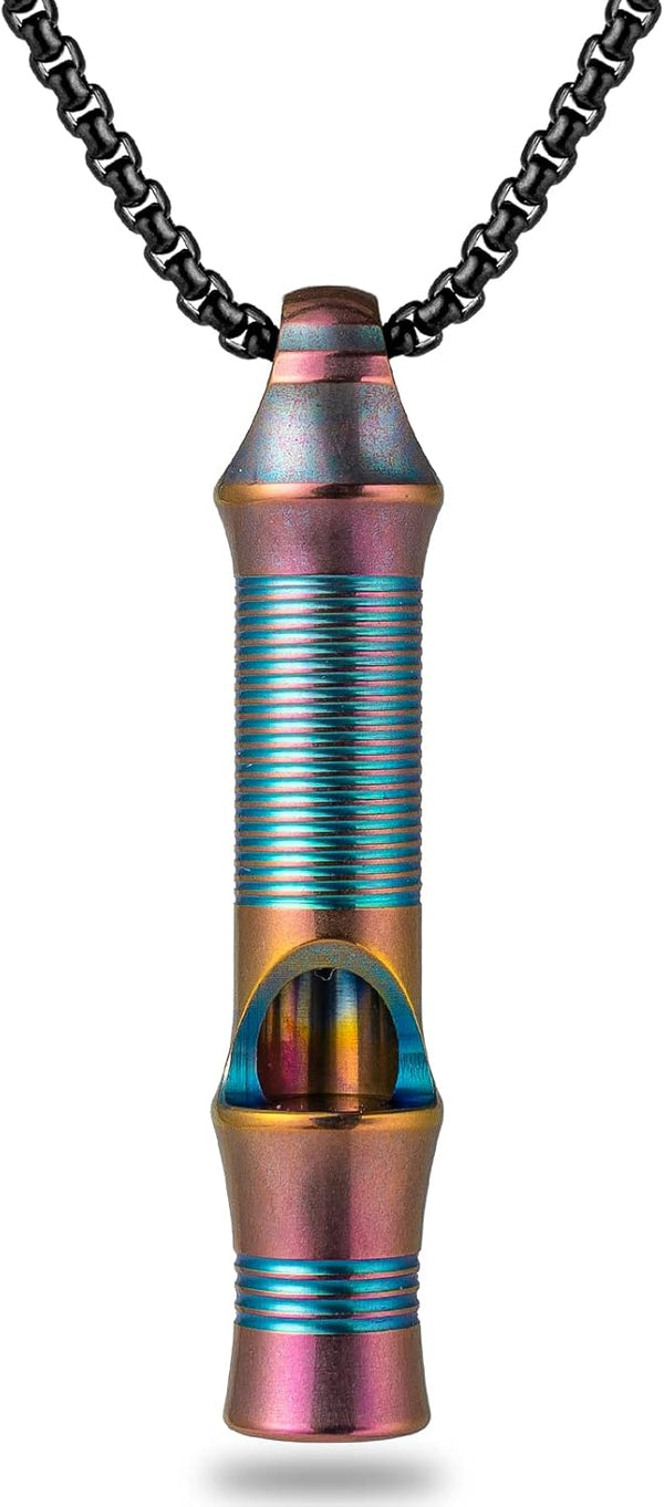TISUR Titanium Emergency Whistle, EDC Safety Whistles Necklace Loud up to 120db for Survival, Hiking, Camping, Pets