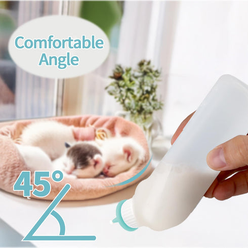 Xuandea 5Pack Kitten Bottle for Nursing Puppy Milk Kitten Bottles Feeding Kit Silicone Nipple for Newborn Pets Kittens