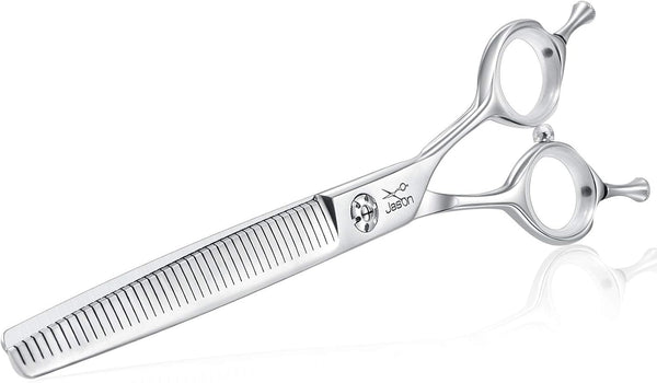 JASON 7" Dog Grooming Scissors, Reversible Pet Trimming Shears with Cutting, Thinning, Blending Features