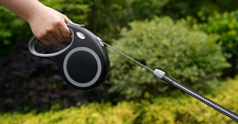 30 FT Retractable Dog Leash for Medium Large Dogs up to 77 lbs; Heavy Duty No Tangle, Large