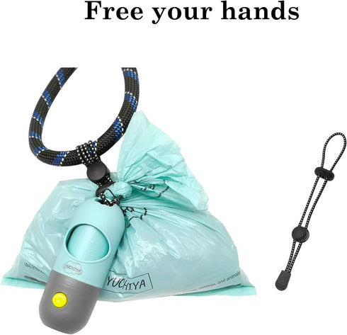 Dog Poop Bags Holder with LED Flashlight, 15 Crystal Blue Bags and 3 LR44 Batteries