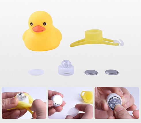 Kids Lovely Yellow Duck Bike Bell, Rubber Bicycle Accessories with LED Light for Toddlers, Children, Adults Outdoor