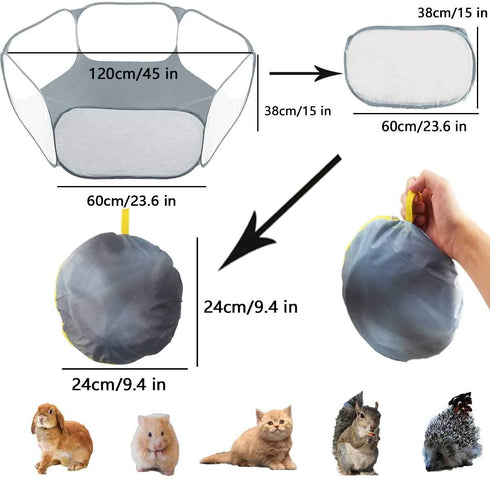 Small Animals Tent - Reptiles Cage, Breathable Transparent Pet Playpen for Outdoor/Indoor Exercise, Portable Yard Fence