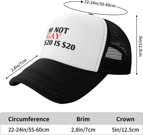 I'm Not Gay But $20 is $20 Adjustable Unisex Adult Trucker Hat Classic Fishing Cap