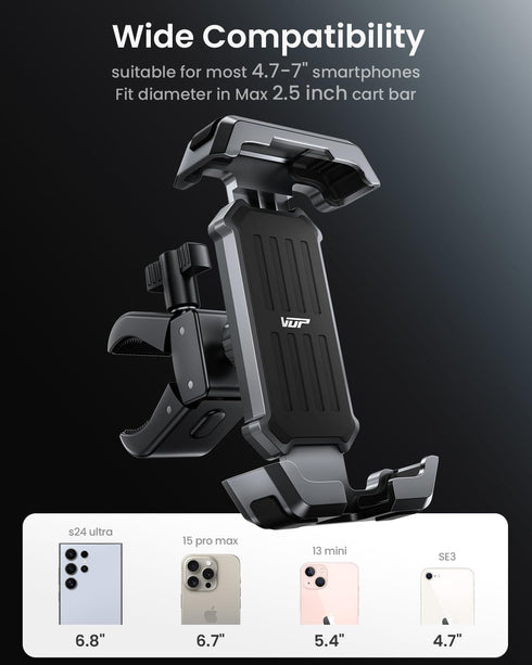 VUP Golf Cart Phone Holder, Compatible with EZGO/Club Car/Yamaha, Universal for Most 4.7-7'' Cell Phones