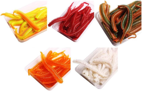 Generic 10Pcs 8Cm 6 Simulation Sand Silkworm Fishing Lures, Soft TPR Sea Earthworm Baits With Shrimp Scent, Stretchable