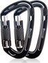 NewDoar 24KN Auto Locking Climbing Clips D-Shaped Heavy Duty for Camping, Hiking, Swing, Hammock, Black (2Pcs/24kn)