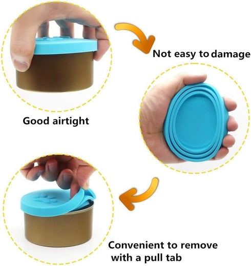 SLSON 4 Pack Universal Silicone Pet Food Can Covers, Fits 3 Standard Size Can Tops