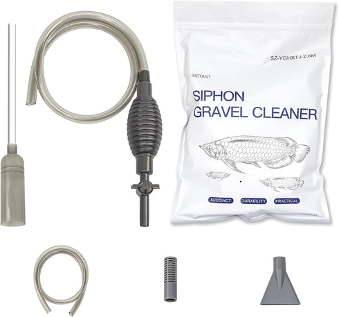 Essential Fish Tank Cleaning Tools, 8.5' Vacuum, Gravel Vacuum, and Siphon Pump for Spotless Aquarium