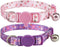 Breakaway Cat Collar with Bell, 2 Pack Adjustable Floral Collars for Cute Safety Purple Pink Kitty