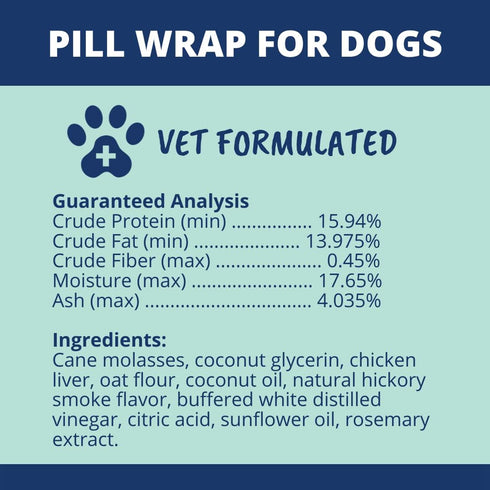 Under the Weather Pet Pill Wrap for Dogs | Pill Dough Natural Dog Treats Wraps | Easy Solution to Hide Medications, Vitamins, and Supplements Pills - Chicken Flavor