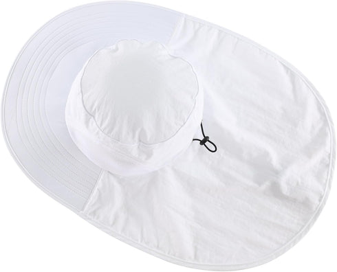 Home Prefer Outdoor UPF50+ Sun Hat, Wide Brim Mesh Fishing Hat with Neck Flap