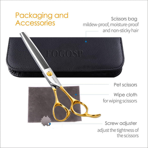 Dog Thinning Shears for Grooming, 36 Teeth 6.5" Blending Scissors for Small and Medium Dogs