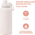 White 32 OZ Insulated Water Bottle, Large Metal Stainless Steel Flask with 2 Lids for Sports Travel