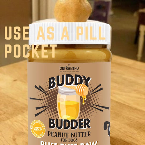 Bark Bistro Company Beehive Buzz Buddy Budder, 100% Natural Dog Peanut Butter, 17oz Jars