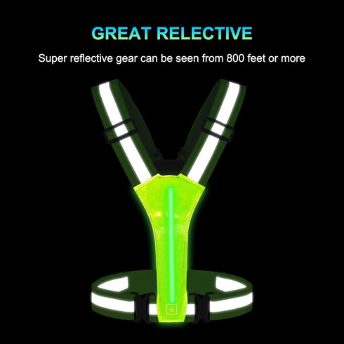 LED Reflective Vest Running Gear, Light Up Rechargeable Safety Night Running Gear for Walking, Running, Cycling