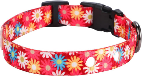 Rhea Rose 3/4 Inch Replacement Collar Strap Shock Collar with 2 Holes, Compatible with Nearly All Brands and Models of Underground Electric Dog Fences and Training Collars, Red Daisy