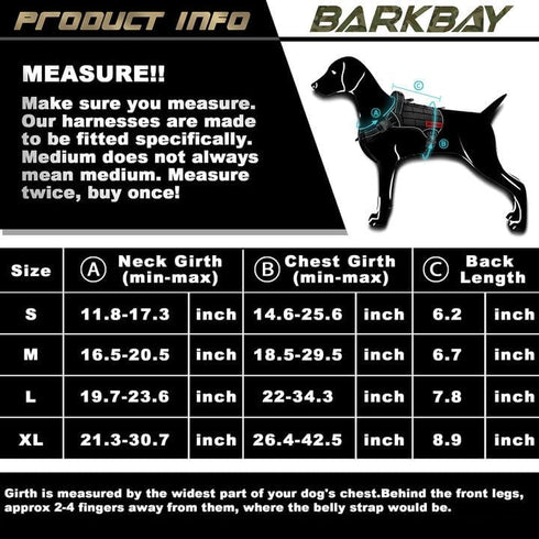 Tactical Dog Harness Large, Military Service Weighted Vest, No-Pull Training Harness with Leash Clips, Black