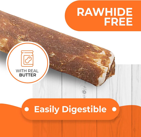 Canine Naturals Peanut Butter Chew Dog Treats - 100% Rawhide Free, All-Natural, 2 Pack of 4 Inch Rolls for Dogs 20-50lb