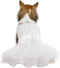QBLEEV Dog Dress Tutu Skirt for Large Dogs, Sweet White Princess Dresses with Bowknot and Rose Decor, L