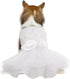 QBLEEV Dog Dress Tutu Skirt for Large Dogs, Sweet White Princess Dresses with Bowknot and Rose Decor, L