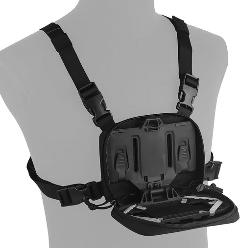 Tactical Phone Chest Mount with Chest Vest Rig Bag Pack Molle Foldable