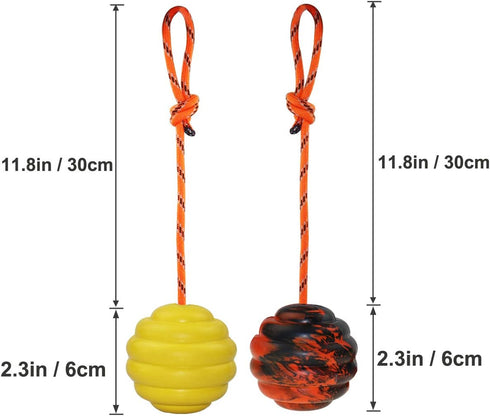 K9 Training Ball with Rope - Indestructible Dog Toy Ball with Handle for Training, Pull, Throw, Tug for Dogs