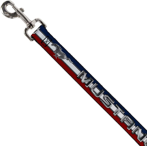 Buckle-Down Pet Leash - Mustang/Text w/Tri-Bar Stripe - 4 Feet Long, 1/2" Wide