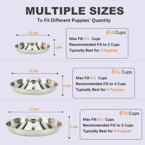 Stainless Steel Puppy Dog Bowls, Feeding Food and Water Dishes for Pets
