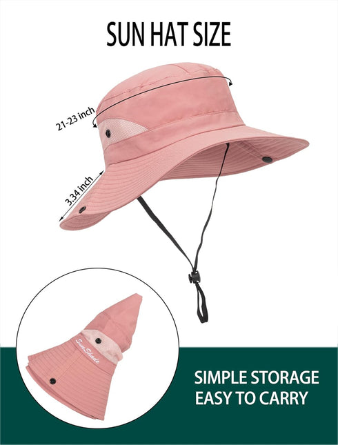 Women's Summer Sun Hat, Beach Hat with Wide Brim, Outdoor UV Protection, Packable Mesh Bucket Hat