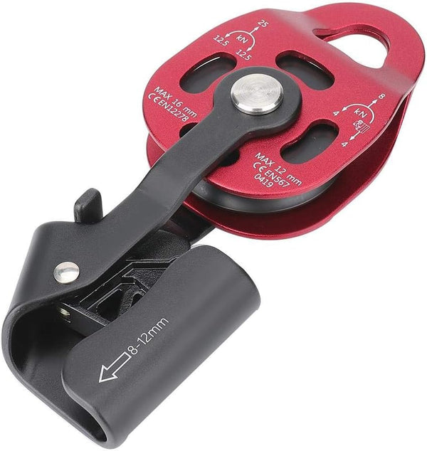 Outdoor Heavy Duty Aluminium Rock Climbing Pulley - 4KN Single Swivel Rope Equipment for 8-12mm Rope