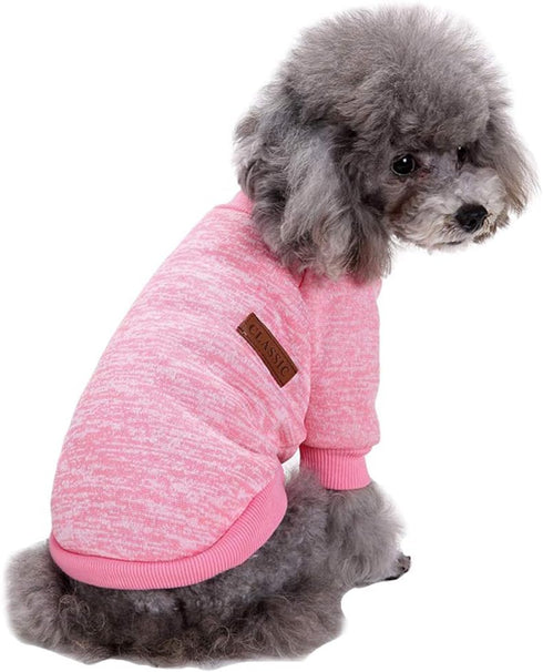 Pet Dog Classic Knitwear Sweater, Warm Winter Puppy Pet Coat, Soft Sweater Clothing for Small Dogs (XS, Pink)