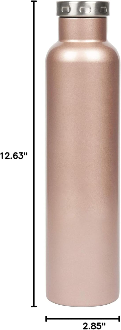 750ml/25 oz, Fifty/Fifty Wine Growler Water Bottle, Narrow Mouth, Seven Fifty, Rose Gold