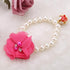 Pet Pearl Flower Necklace, Princess Collar Accessories for Puppy Decoration (Rose Red)