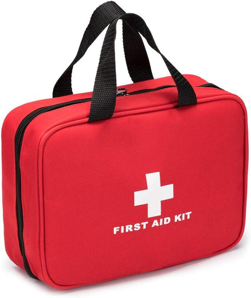 Red First Aid Bag, Empty Travel Rescue Pouch for Compact Survival Medicine, Green