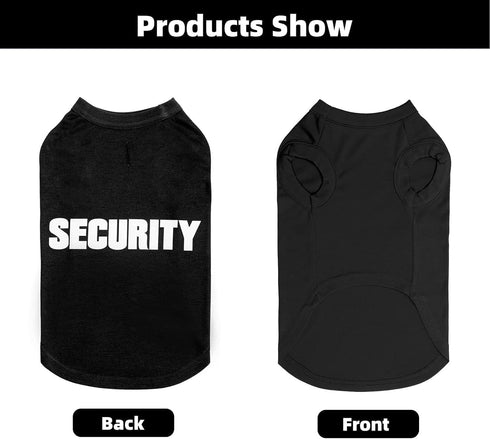 BINGPET Security Dog Shirts, Soft Cotton Puppy T-shirt, Lightweight Dog Costumes Tank Top Vest for Small Medium Large