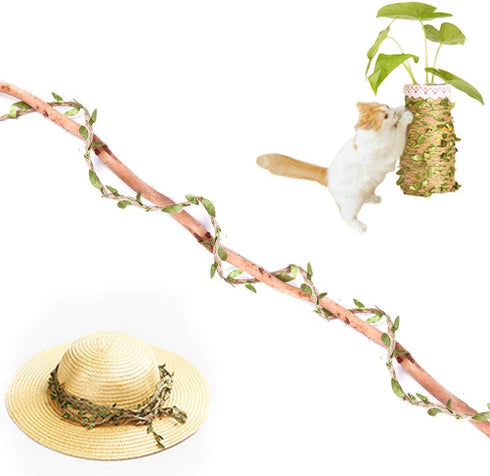 Hemp Rope for Cat Scratch Post Tree Replacement - Cat Scratcher Accessories with Artificial Leaves for Crafts