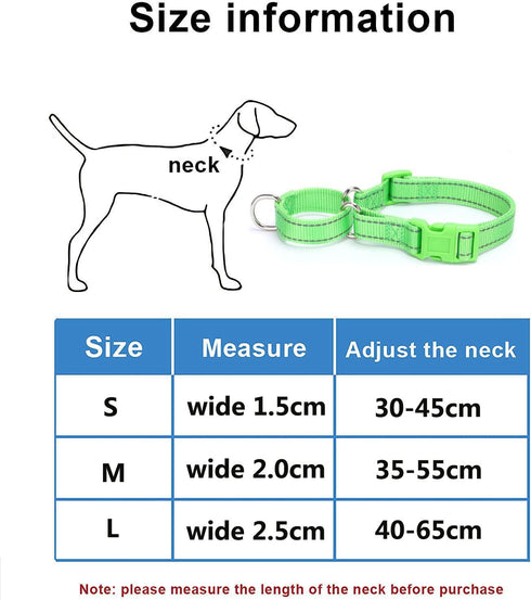 Martingale Dog Collar, Adjustable Nylon Training Dog Collar Reflective Martingale Collar for Small Medium Large Dogs (S, Pink)