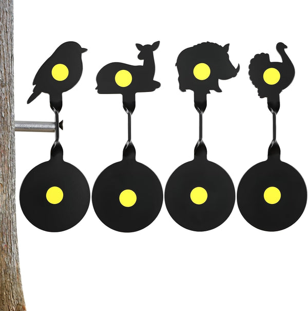 4 Pcs BB Gun Targets, Steel Spinning Shooting Targets, Animal Silhouette, Auto