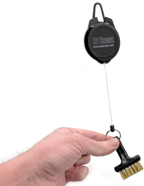 EZ Brush Mini Retractable Golf Club Brush Cleaning Tool with Clip and Brass Bristles