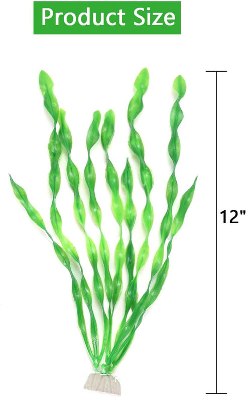 AQUANEAT Fish Tank Decorations, 12 Inch Tall Plastic Aquarium Plants, 10 Packs