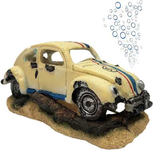 Aquarium Bubble Wreck Car Decorations for Fish Tank, Resin Material Car Decor