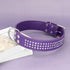 Rhinestones Dog Collar - 1.5" Width Leather with Sparkly Crystal Diamonds - 17"-20", Purple