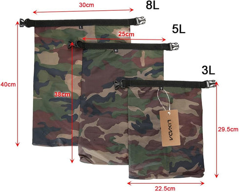 LIXADA Waterproof Dry Bags, 3/5/6 Pack Ultimate Dry Sack - 3L+5L+8L Lightweight, Roll Top Outdoor Dry Sacks for