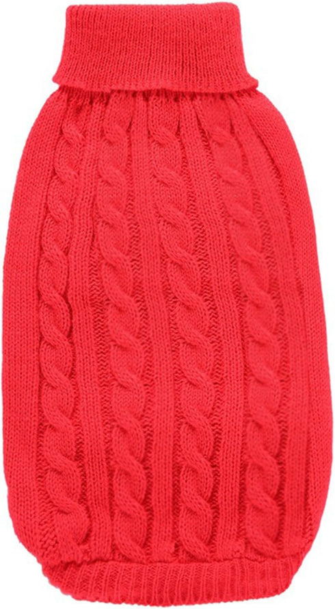 Small Dog Sweaters, Knitted Pet Cat Warm Sweatshirt for Winter (X-Small, Red)