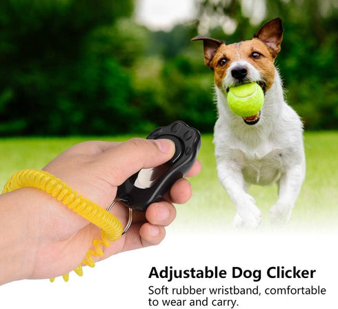 Yosoo Clicker Dog Training, Adjustable 3 Gears Pet Dog Training Clicker Shaped with Wrist Strap for Cats Birds(Black)
