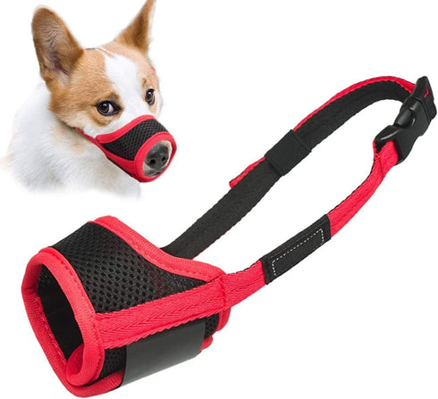 LUCKYPAW Dog Muzzle, Anti Biting Barking Chewing, Comfortable Mesh Soft Fabric, Adjustable Strap for Small Medium Large