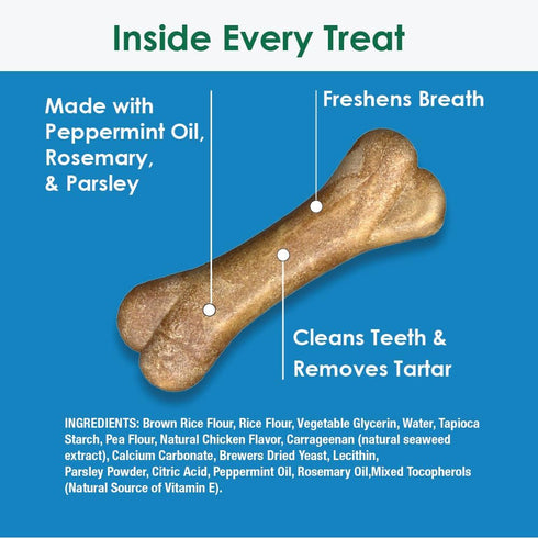BONIES Natural Dental Bones Multi-Pack Mini for Dogs 5-15 LBS - Natural Dog Treat - Low Calories - Chicken Flavor - 20 Bones